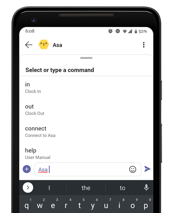 Asa attendance bot running inside Microsoft Teams